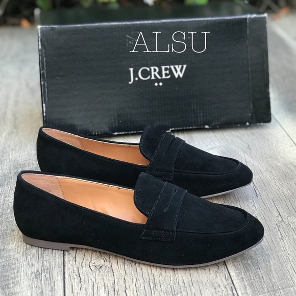J. Crew Shoes - NWT J. Crew Suede Penny Loafers Black W AUTHENTIC